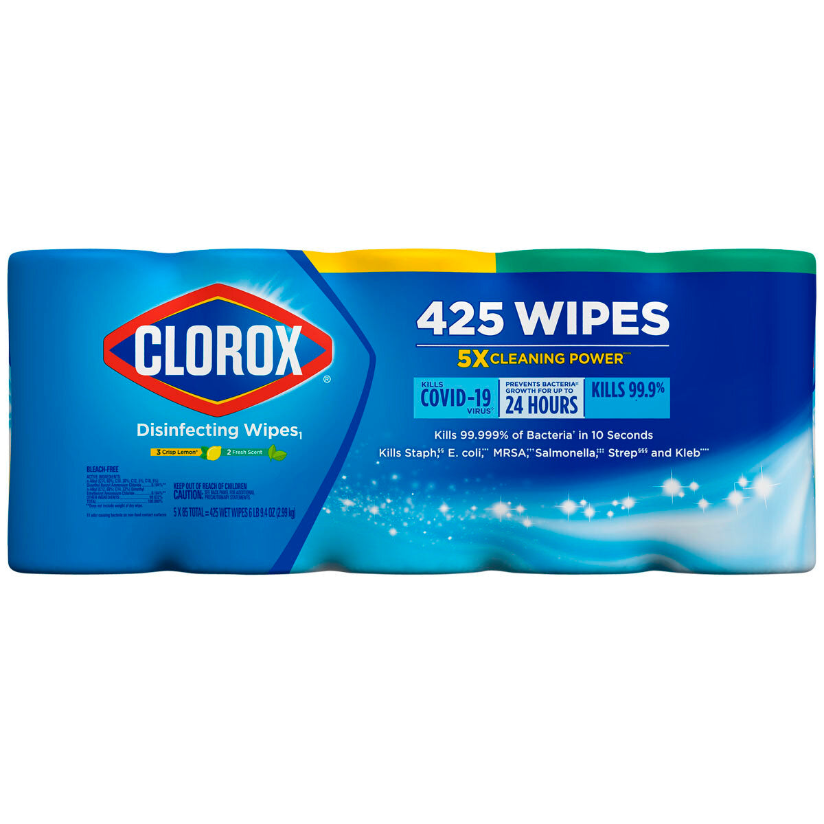 Clorox Disinfecting Wipes, Multi-Pack of 3 Canisters, 2 Crisp Lemon and 1  Fresh Scent