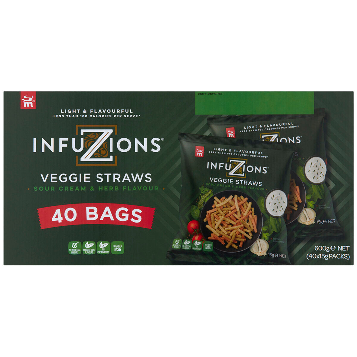 majans infuzions veggie straws 40 x 15G