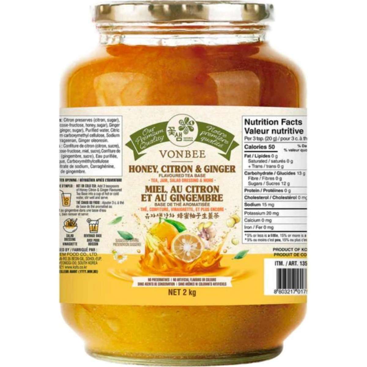 VONBEE CITRON & GINGER HONEY TEA 2KG