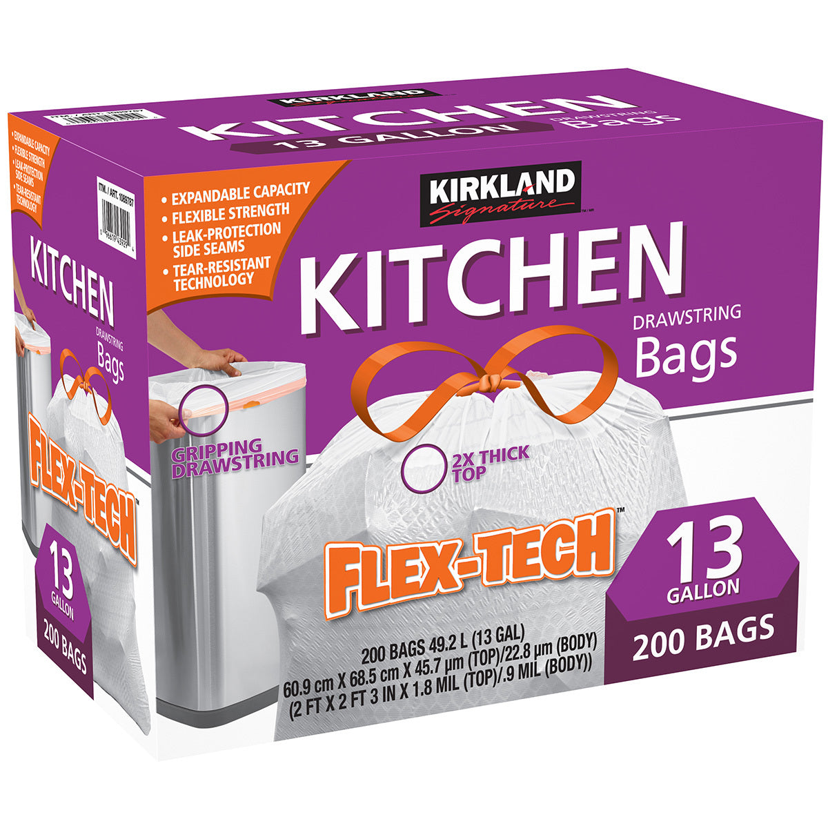KIRKLAND SIGNATURE KITCHEN BAGS 200 CT / 49L