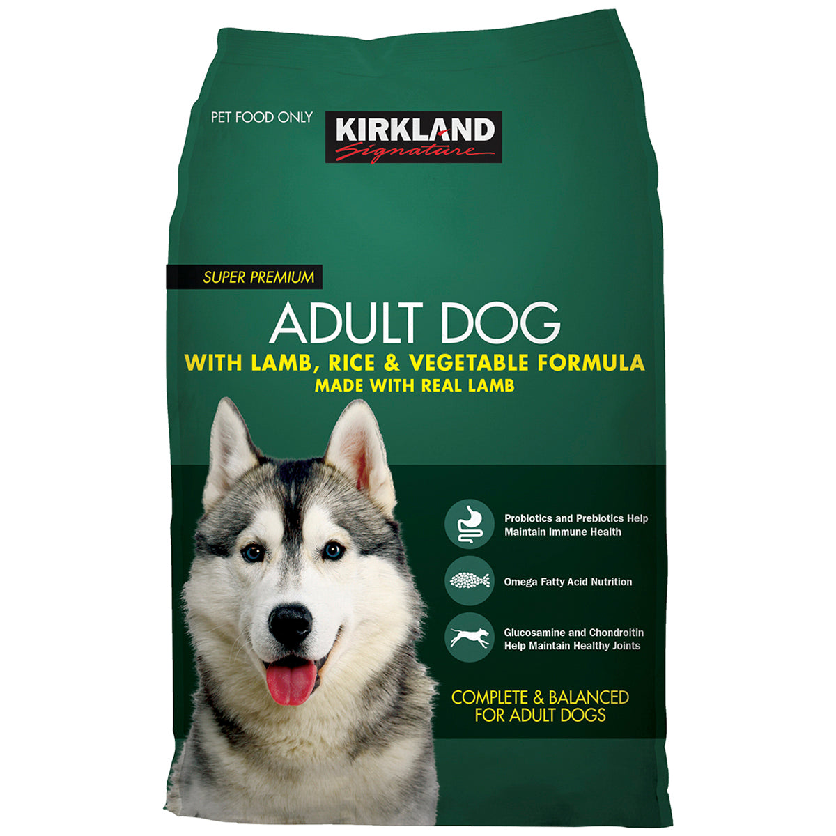 KIRKLAND SIGNATURE DOG FOOD LAMB RICE VEGIE 18 KG