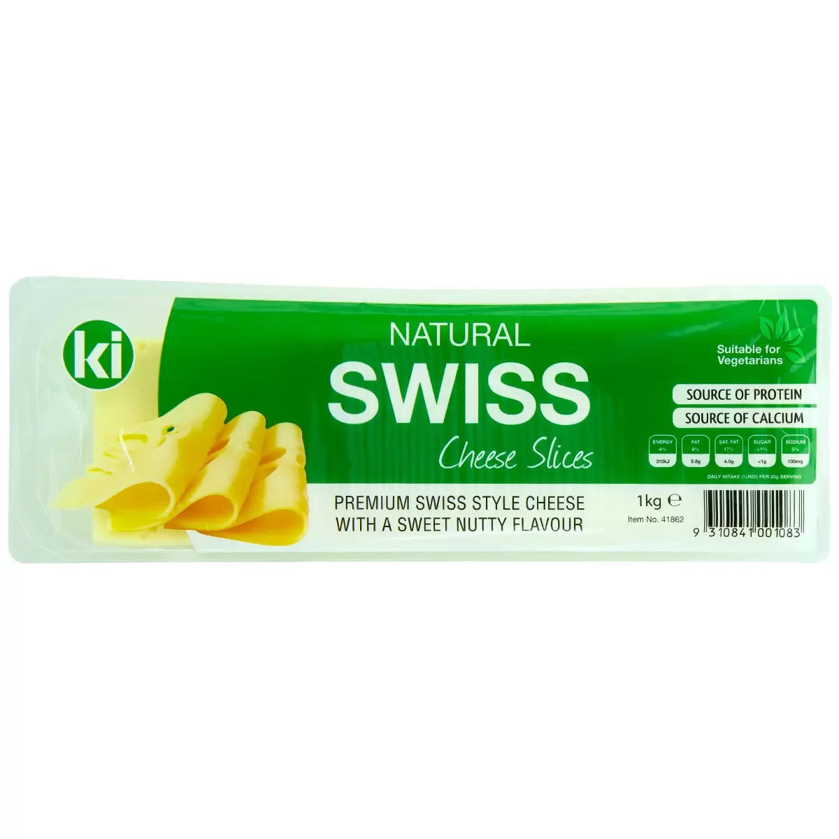 KI natural Swiss Cheese Slices 1kg Germany