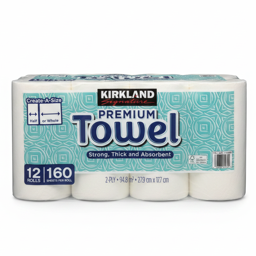 Kirkland Signature Premium Towel package on a white background