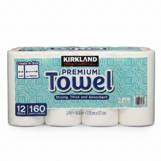 Kirkland Signature Premium Towel package on a white background