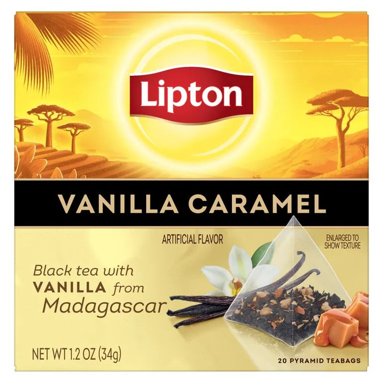 Lipton Vanilla Caramel Black Tea 20 Pyramid Teabags, 34g
