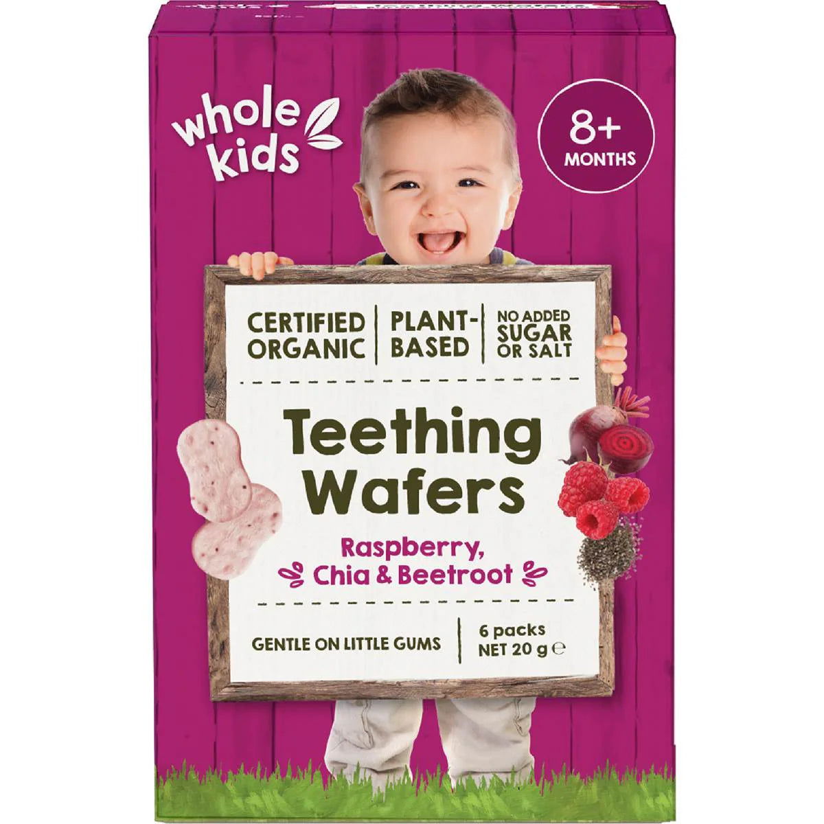 Whole Kids Raspberry Chia & Beetroot Teething Wafers 8+ Months 20g