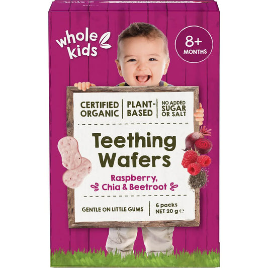 Whole Kids Raspberry Chia & Beetroot Teething Wafers 8+ Months 20g