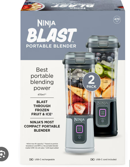 Ninja BC105CO Black & White Portable Blender 2 ct