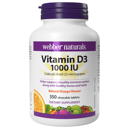Webber Naturals Vitamin D3 1000IU 350 Chewable Tablets