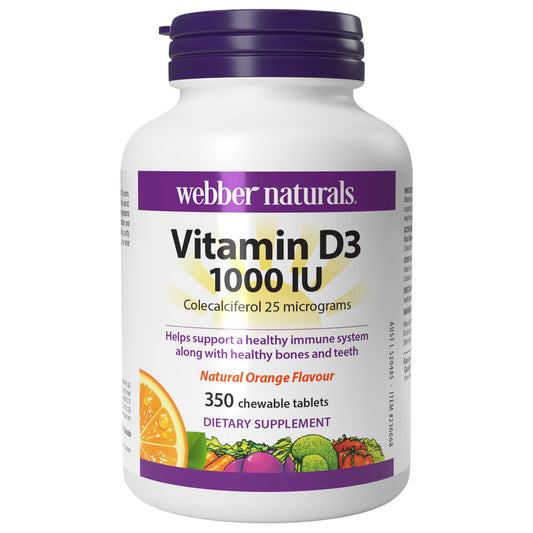 Webber Naturals Vitamin D3 1000IU 350 Chewable Tablets