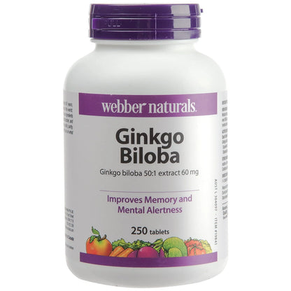 WEBBER NATURALS GINKGO BILOBA 250 TABLETS