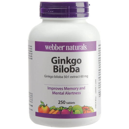WEBBER NATURALS GINKGO BILOBA 250 TABLETS