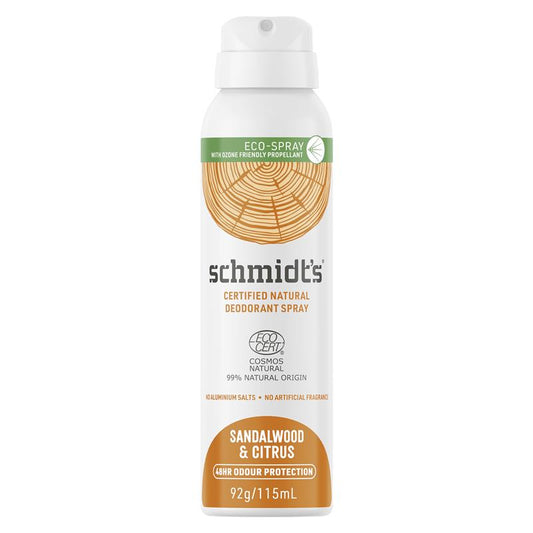 Schmidt's Sandalwood & Citrus Certified Natural Deodorant Spray 115ml