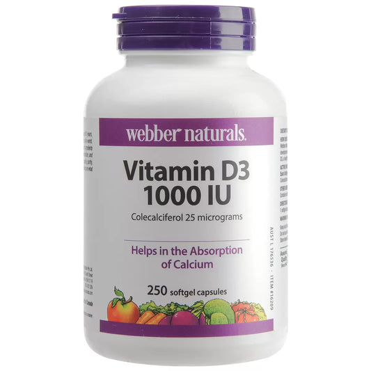 WEBBER NATURALS VITAMIN D3 1000IU 250 CAPSULES
