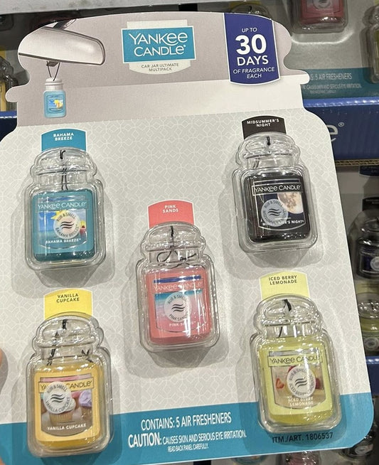 YANKEE CANDLE CAR JAR AIR FRESHENER 5PK
