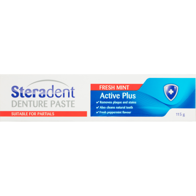 Steradent Active Plus Fresh Mint Denture Paste 115g