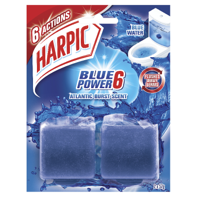 Harpic Blue Power Tropical Atlantic Burst Scent Toilet Block Cleaner 114g
