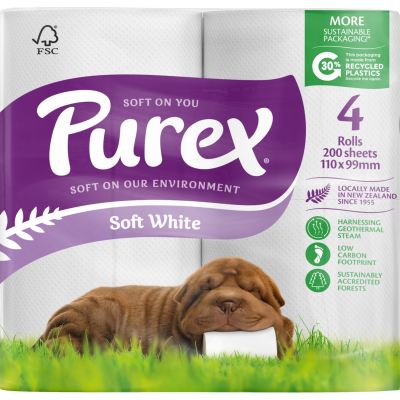 Purex Soft White 2 Ply Toilet Rolls 4 x 200 sheets