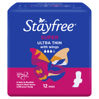 Stayfree Ultra Thin Super Pads With Wings 12pk