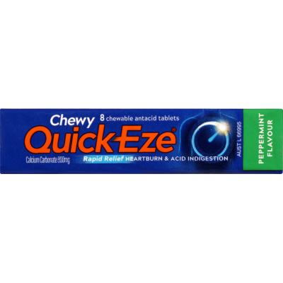 Quick-Eze Peppermint Chewable Antacid Tablets Stick Pack 8 x 5g