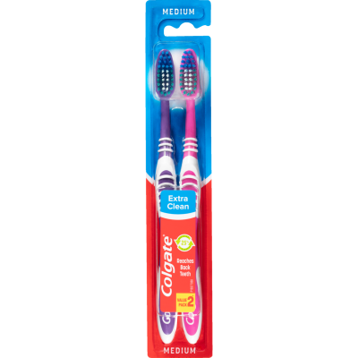 Colgate Extra Clean Medium Toothbrush 2pk