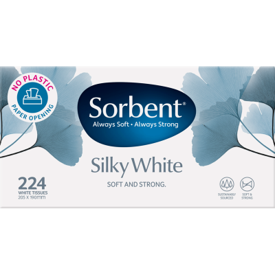 Sorbent Silky White Tissues 224pk