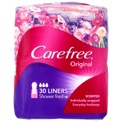 Carefree Shower Fresh Folded & Wrapped Panty Liners 30pk