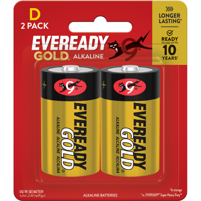 Eveready Gold Alkaline D Battery 2pk