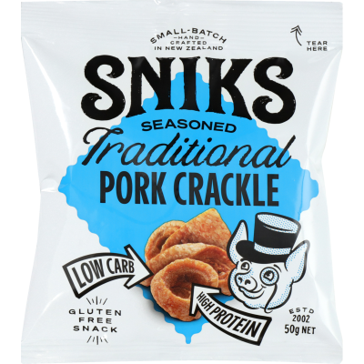 Sniks Seasoned Traditional Pork Crackle 50g