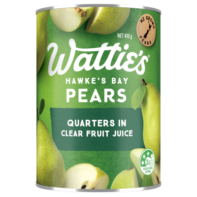 Wattie's Pear Quarters In Clear Fruit Juice 410g