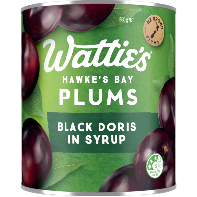 Wattie's Black Doris Plums In Syrup 850g