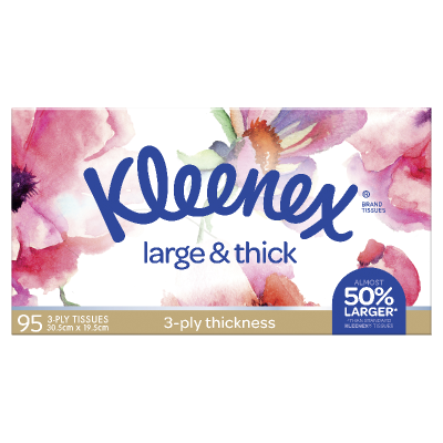Kleenex Large &Thick 3 Ply  Facial Tissues 95pk