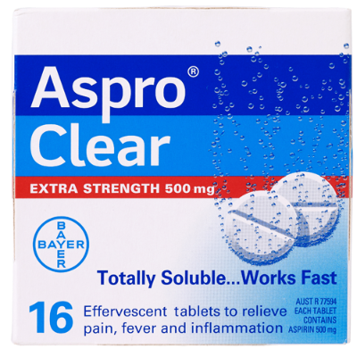 Aspro Extra Strength Soluble Aspirin 500mg Tablets 16pk