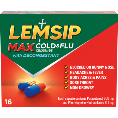 Lemsip Max Cold & Flu Decongestant Capsules 16pk
