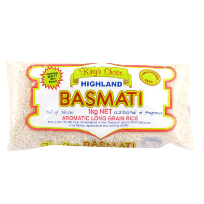 King's Choice Highland Basmati Aromatic Long Grain Rice 1kg