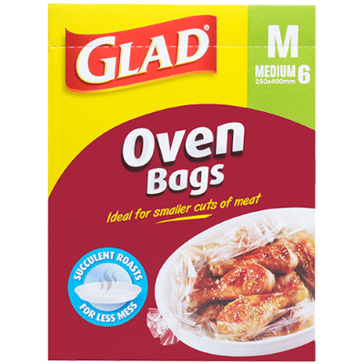 Glad Medium Oven Bags 250 x 400mm 6pk