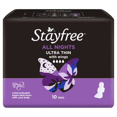 Stayfree Ultra Thin All Night Pads With Wings 10pk