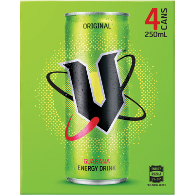 V Green Guarana Energy Drink 4 x 250ml