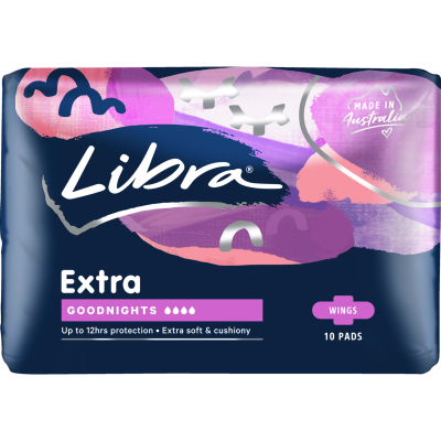 Libra Extra Goodnights Pads With Wings 10pk