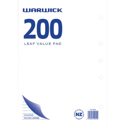 Warwick A4 7mm Ruled 200 Leaf Value Pad 1pk