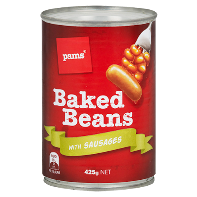 Pams Baked Beans With Sausages 425g