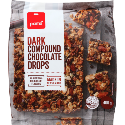 Pams Dark Compound Chocolate Drops 400g