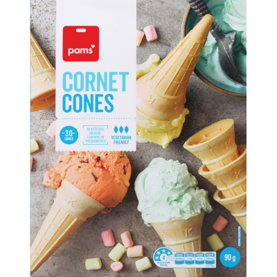 Pams Cornet Ice Cream Cones 90g