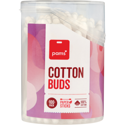 Pams Cotton Buds With Paper Sticks ea