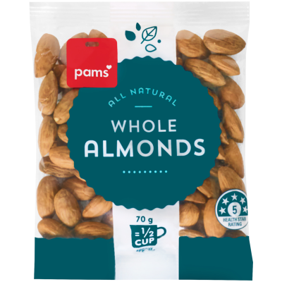 Pams Whole Natural Almonds 70g