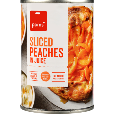 Pams Sliced Peaches In Juice 410g