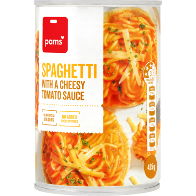 Pams Spaghetti With A Cheesy Tomato Sauce 425g