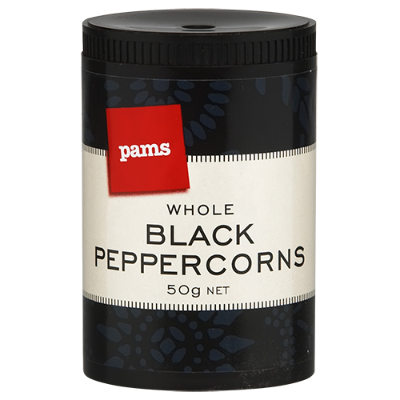 Pams Whole Black Peppercorns 50g