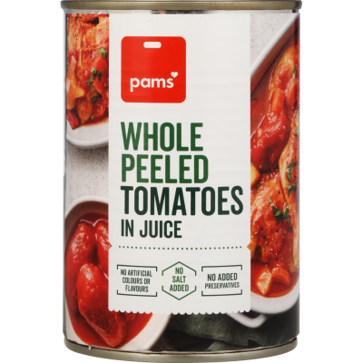 Pams Whole Peeled Tomatoes In Juice 400g