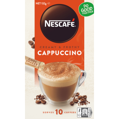 Nescafe Cafe Menu Cappuccino Coffee Sachets 10pk